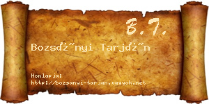 Bozsányi Tarján névjegykártya